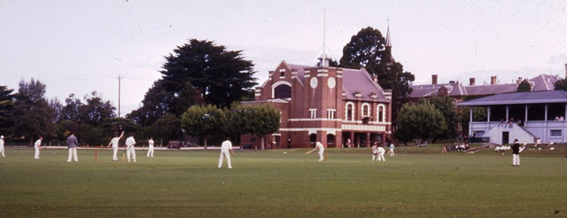 Cricket Match on the Main Oval, 1964. View towards South East.